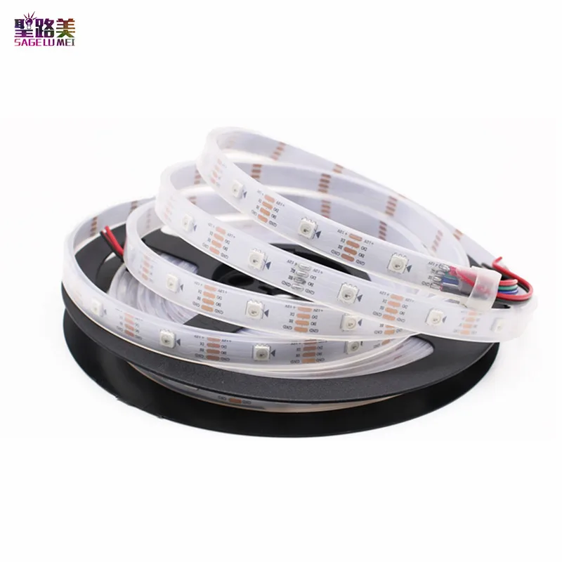 Ws2815(WS2812 WS2813) DC12V светодиодный Пиксели полосы светильник индивидуально адресуемых СВЕТОДИОДНЫЙ двойной сигнала RGB лента 30/60/144 Пиксели/м