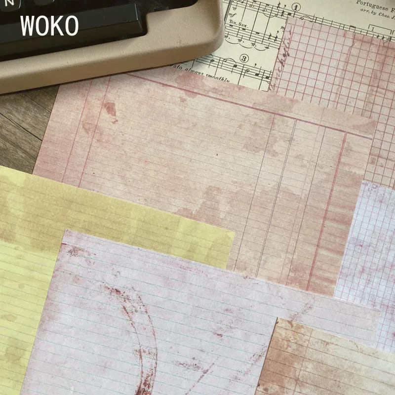 WOKO 12 шт. старый кофе пятен материал бумага в виде решетки в стиле ретро квитанция форма фон украшения стикеры DIY Пуля журнал Скрапбукинг