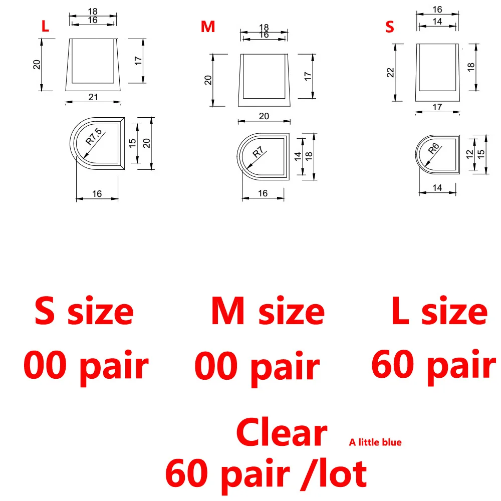 60 пар/лот протекторы на высоком каблуке силиконовые Стопперы на каблуке для обуви для свадебной вечеринки - Цвет: Clear L60