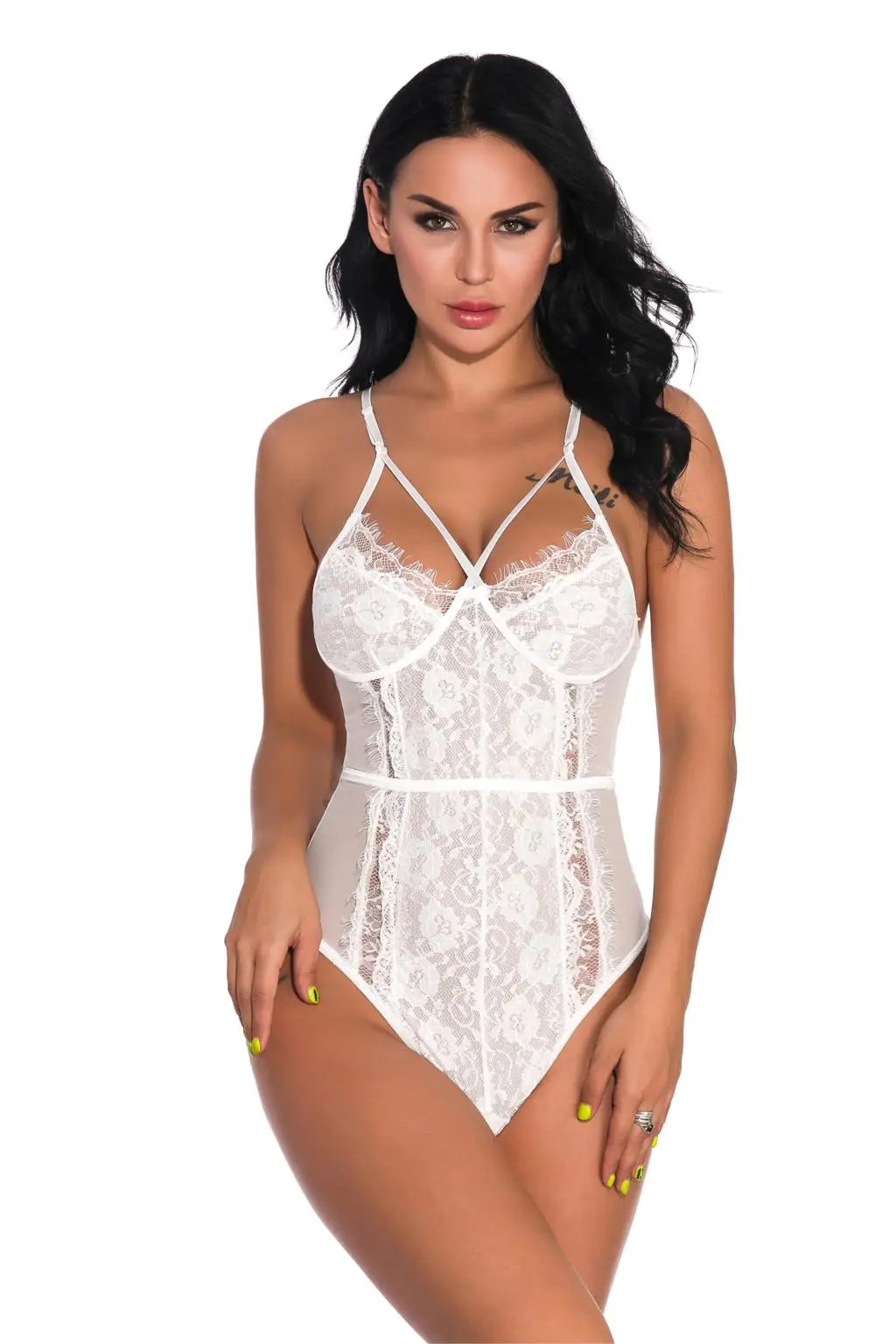 Женское кружевное нижнее белье больших размеров, цельное мини-боди Babydoll