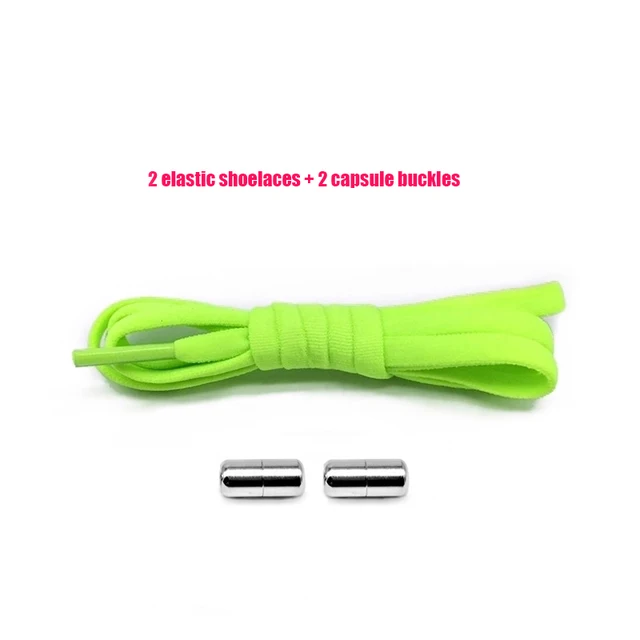 Elastic No Tie Shoelaces Semicircle Shoe Laces For Kids and Adult Sneakers Shoelace Quick Lazy Metal Lock Strings Rope Round 18LIGHTGREEN