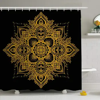 

Shower Curtain Set with Hooks 66x72 Beautiful Ornate Vintage Traditional Element Yoga Abstract Celebration Asian Textures Sign