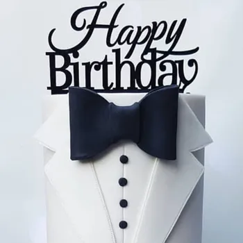

INS New Happy Birthday Acrylic Cake Topper Black Letters Cupcake Topper For Boys Birthday Party Cake Decorations Baby Shower