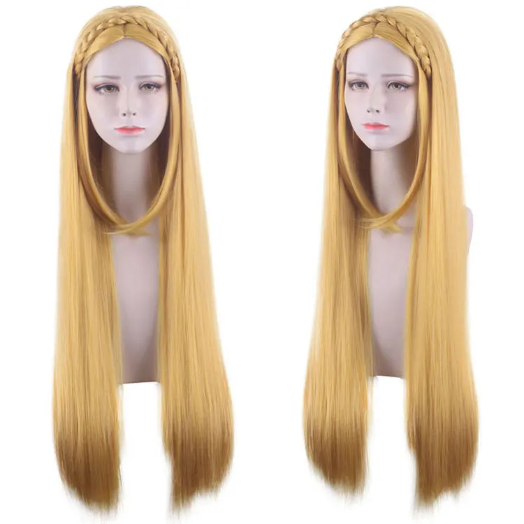 Parrucche Cosplay Anime 80Cm Lunghe Zelda Elizabeth Smith Principessa Zelda Resistenti Al Calore Parrucche Cosplay