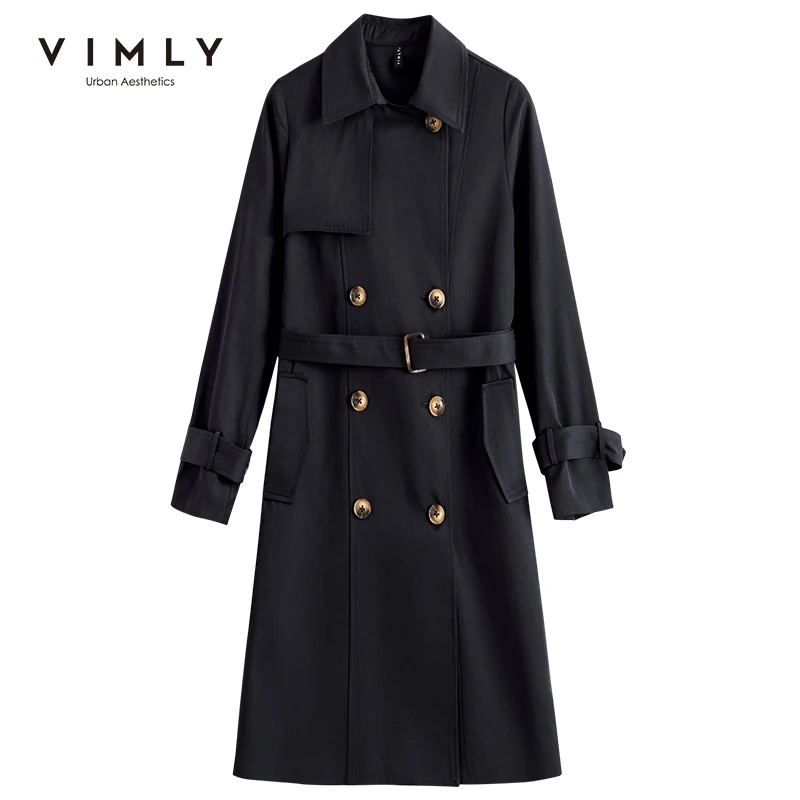 Vimly Autumn Trench Coat For Women Elegant Double