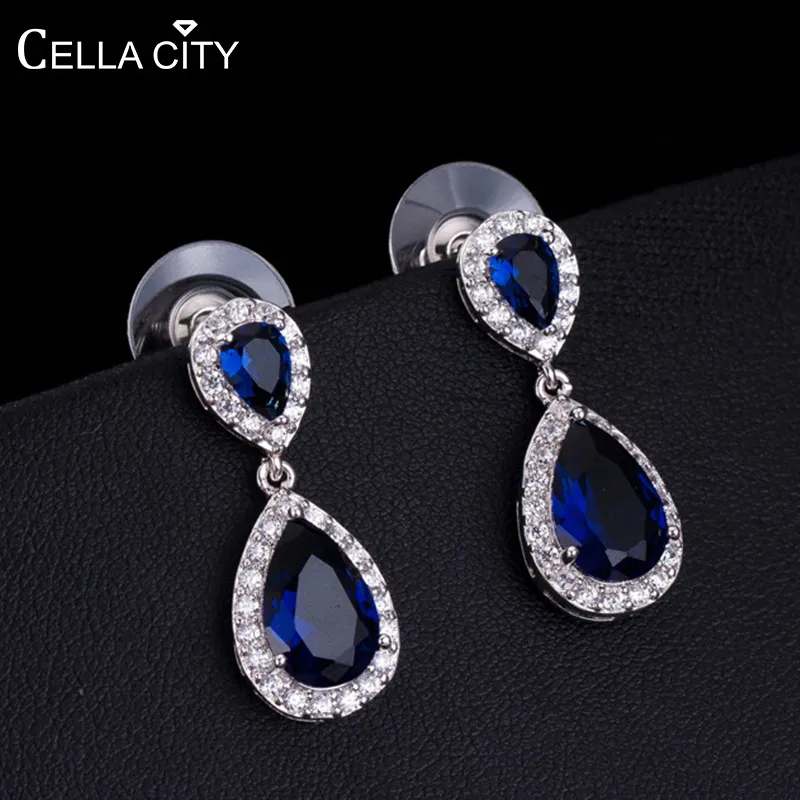 Женские серебряные сережки Cellacity вечерние серьги капельки из серебра 925 пробы с