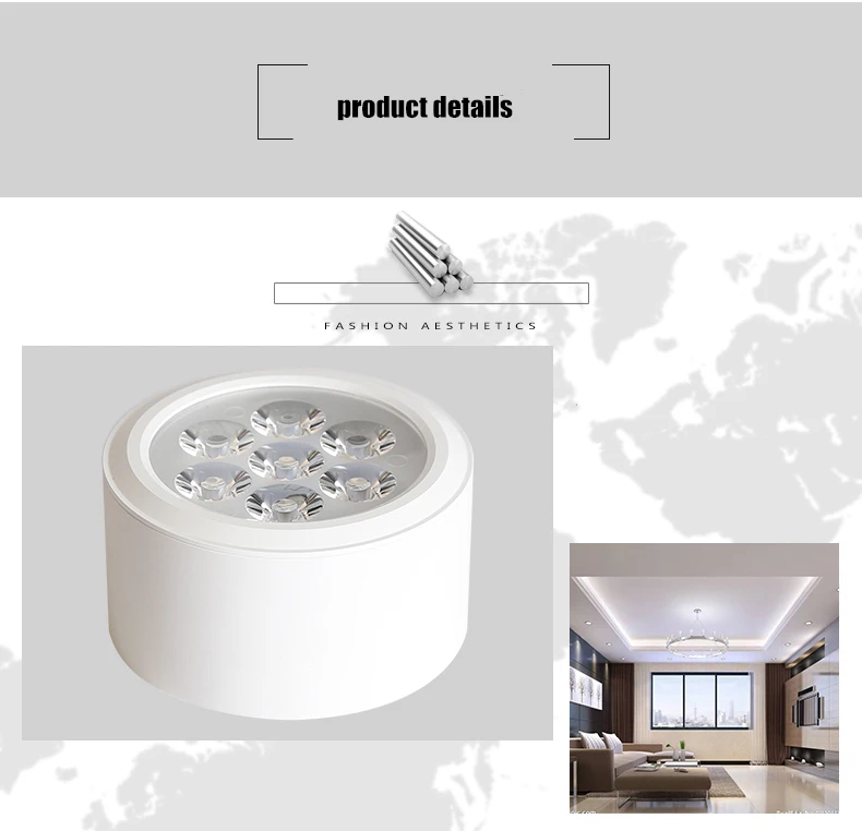 led kitchen ceiling lights No opening dimmable surface mounted LED 5W/7W/10W/12W/15W COB spotlight high power ceiling lamp for kitchen and bathroom ceiling light fixture