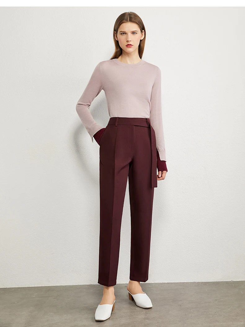 Amii Minimalism Autumn Womens Pants OLstyle Suit Pants Causal Solid High Waist Straight Women Trousers Female Pants 12030406