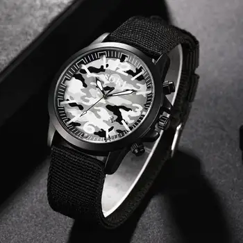 

2020 Mens Military Watches Men Fashion Casual Calendar Clock Luxury Nylon Strap Quartz Wristwatch relogio masculino