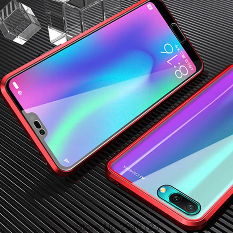 Red Магнитный чехол для huawei honor 10 облегченное закаленное стекло Двусторонняя крышка на huwei honor 10 light honer 10 lite флип-чехол - Цвет: Red