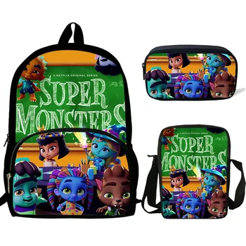 

16inch Mochila Girls School Bags supers monsters pets Backpack Bag For Boys Rucksack Teenagers 3 Set gift Kids Bookbag