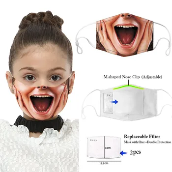 

Festive Party Mask Kids Cartoon Cotton Mask Washable Keep Warm Dog smiling Pattern Dustproof Mask pantallas protectoras masque