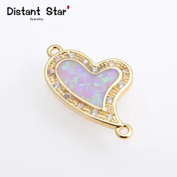 

2pcs heart cz Copper Opel Bracelet Connector Accessories for DIY Bracelet Jewelry Making Charm Accessories for Women