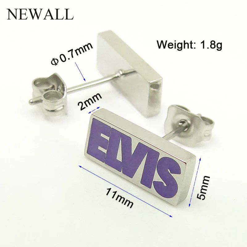 Hot Sale Stainless Steel Stud Earrings Black Letter Memorial Jewelry Punk Purple Earring Unisex For Women Men Gifts | Украшения и
