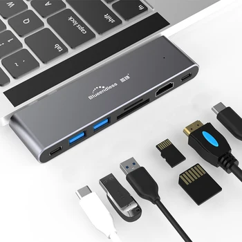 

Blueendless 7 In 1 Dual USB-C Hub Adapter With Type-C PD 8K 60HZ Video Output 40Gbps Data Transmission / 4K HDMI / Memory Card