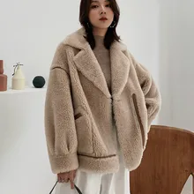 Натуральная Шуба из овечьей шерсти шерстяная куртка осенне-зимнее пальто женская одежда корейская уличная женская верхняя одежда ZT3501