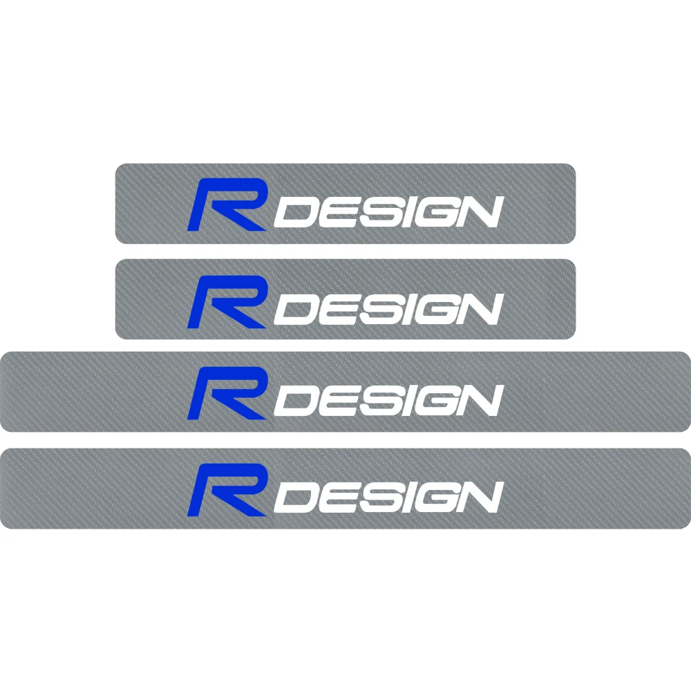 Silver 4 шт., автомобильный Стайлинг, эмблема RDESIGN, углеродное волокно, защита порога автомобиля, наклейка для Швеции Volvo XC60 XC90 V40 V60 S90 S60L - Название цвета: Silver