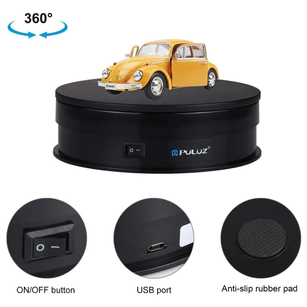 Puluz-suporte Giratório Elétrico Suporte Giratório de 360 Graus Adereços de Fotografia Gravação de Vídeo Usb 30cm 15cm - Image 5