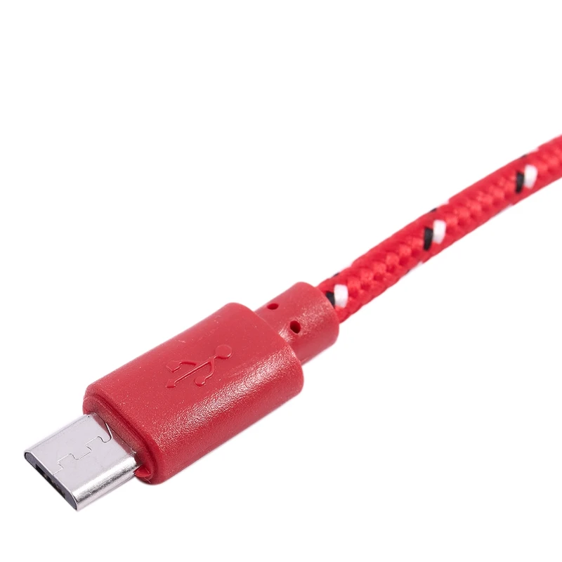 Universal 3M/10FT mini USB Nylon net Weave Data cable For Samsung Galaxy S6 Red