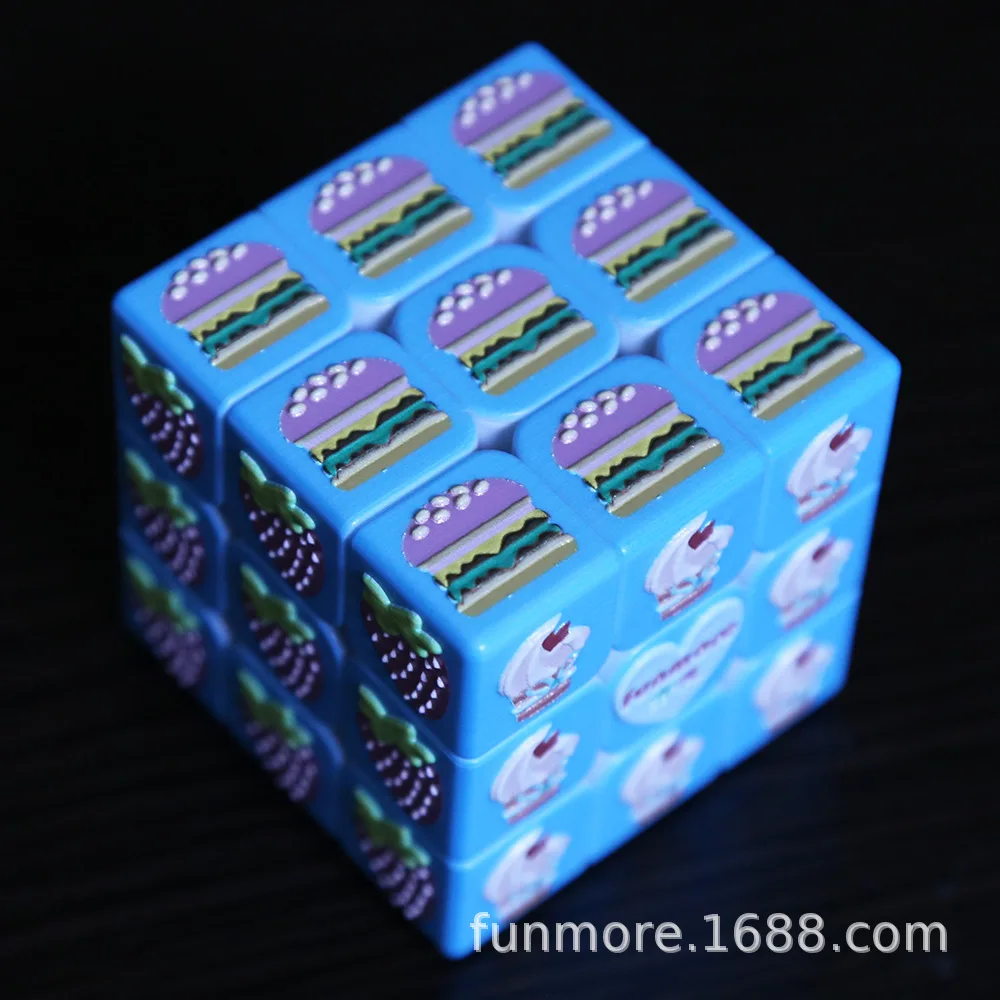 3x3x3 3D взрослых Скорость твист трехмерной тиснение с милым фруктовым рисунком головоломка магический куб игра мозга слепых Брайля игрушка