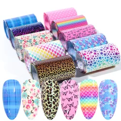 10Rolls/Box Nail Foils Serpentine Leopard Pattern Animal Nail Art Transfer Sticker Slide Nail Art Decals Nails Accessories