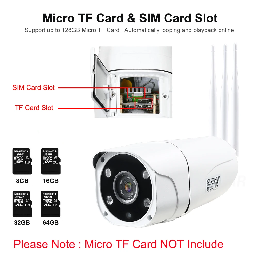 Ip-камера CCTV сеть 3g 4G WiFi камера Поддержка SIM TF карта 1080P HD P2P двухстороннее аудио ночного видения Водонепроницаемый IP66