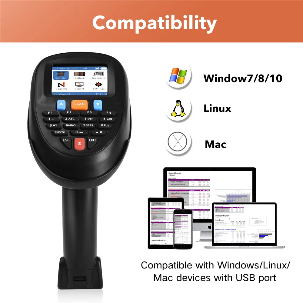 Trohestar Barcode Scanner Wireless Handheld Portable 1D/2D Scanne Data Terminal Inventory Device 2.4GHz Bar Code Reader Scanners hp scanner