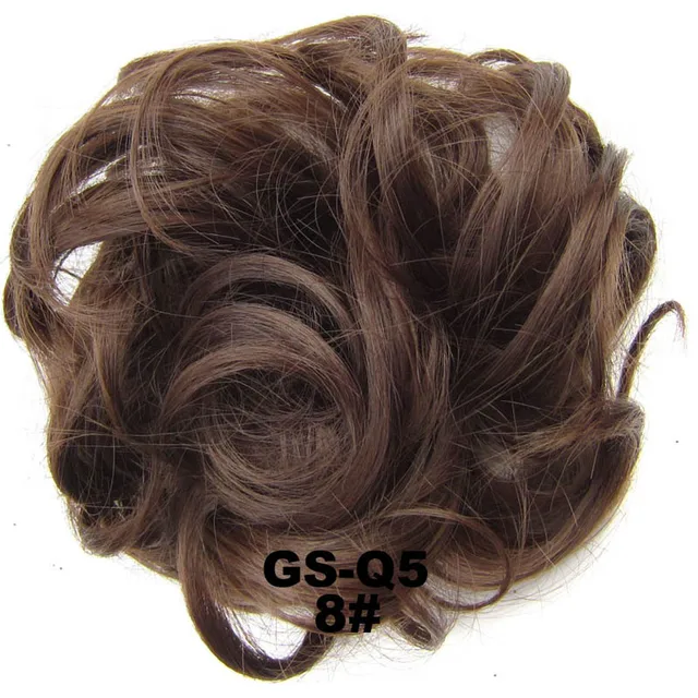 Jeedou Messy Chignon Donut Hair Bun Pad Elastic Hair Rope Rubber Band Synthetic Hairpiece Gary Brown Color 8