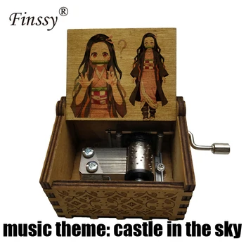 

Demon Slayer Kimetsu no Yaiba kamado nezuko print castle in the sky Wooden Hand Crank Music Box Christmas Gift cosplay gift