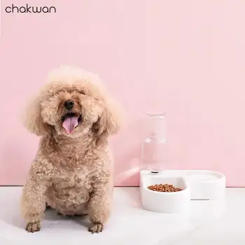 

500Ml Bottle Drinking Kitten Dogs Products Pet Cat Feeder Bowl Dog Automatic Water Double Bowls Food Wall Corner Save Space Cats