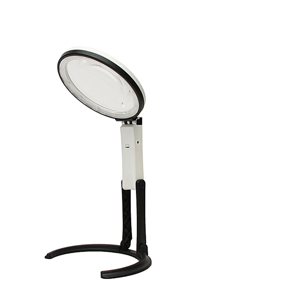 

Brightness Table Lamp 12 LED Desk Folding 1.8X 5X Foldable Durable Portable Useful Handheld Working Tool Magnifier Lamp