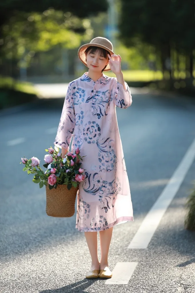 S985. Literature Ramie Stand свинцовое платье для серфинга платье для улучшения Cheongsam