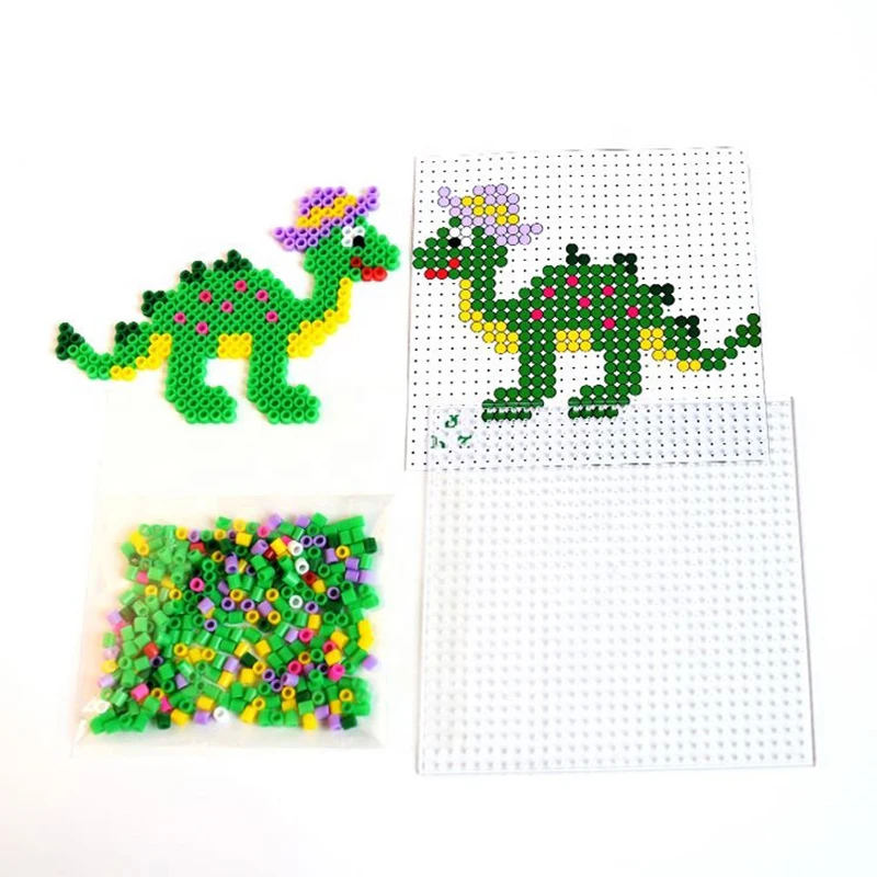 Attractive funny DIY dinosaur 5mm EVA Hama fuse beads Toy Kids Fun Craft DIY Hand Making Fuse Bead Educational Toys