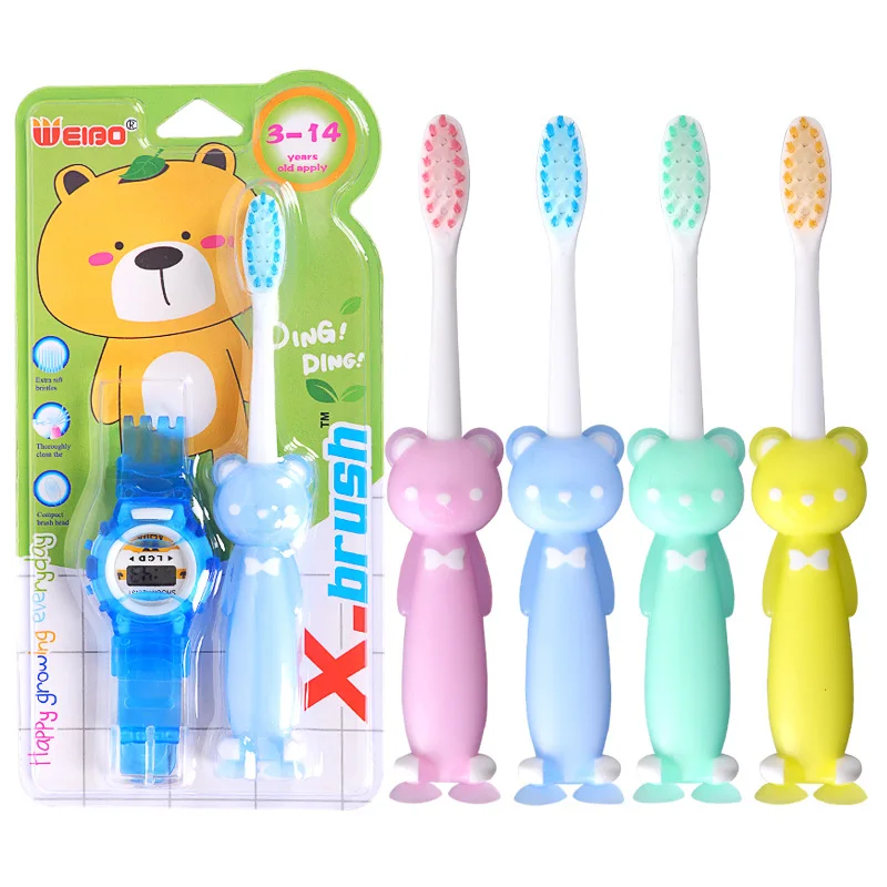 

Cross Border CHILDREN'S Toothbrush 3-12-Year-Old Baby Bear Toothbrush Set Watch Small Head Soft Toothbrush