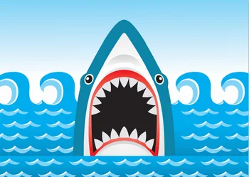 

7x5FT Abstract Graphic Shark Open Mouth Blue Sea Wave Custom Photo Backdrop Background Vinyl 220cm X 150cm