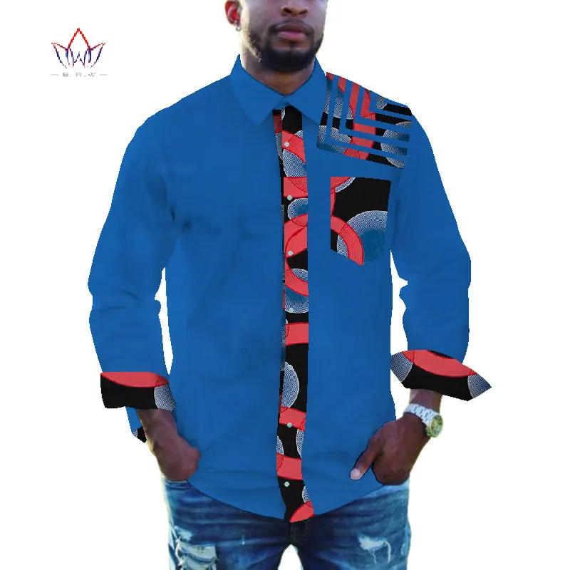 Мужская африканская одежда Дашики, мужской топ с отворотом, рубашка Bazin Riche, африканская Мужская одежда, хлопковый топ с принтом в стиле