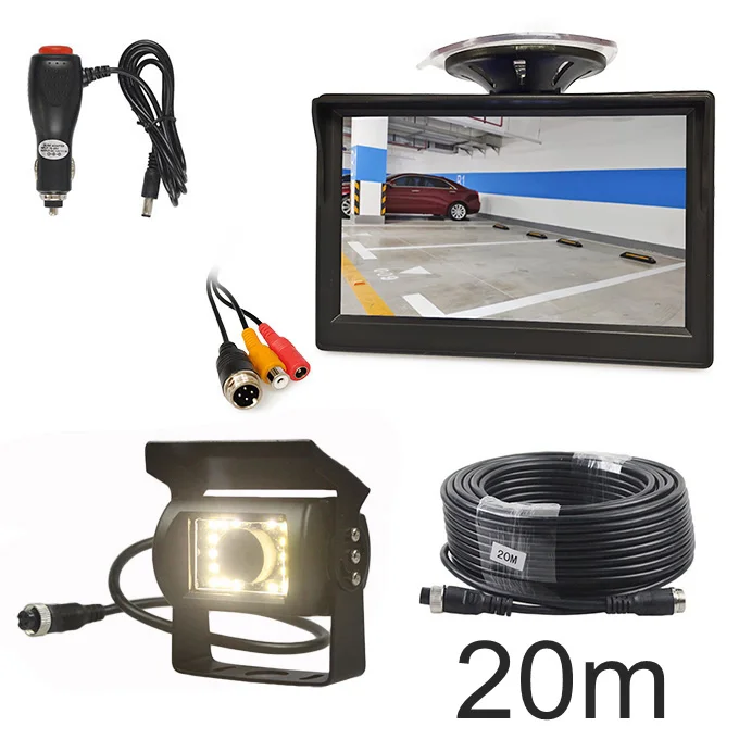 DIYKIT " 4PIN обратный автомобильный монитор заднего вида Водонепроницаемый светодиодный ночного видения резервный Автобус Грузовик CCD камера автомобильное зарядное устройство - Название цвета: 20m