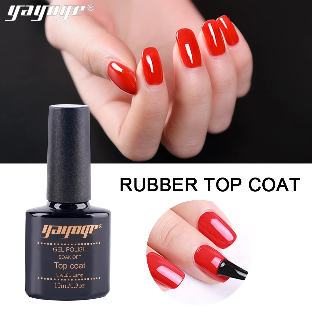 

Yayoge 10ml Rubber Top Coat Fast Dry Varnish Brighter Soak Off UV Gel Polish Primer No Clean Top Coat Long Lasting Nail