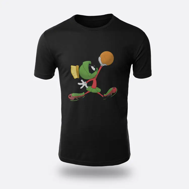 Мужская футболка с круглым вырезом Marvin The Martian Jumpman черная S 3XL лето 2018|Футболки| |