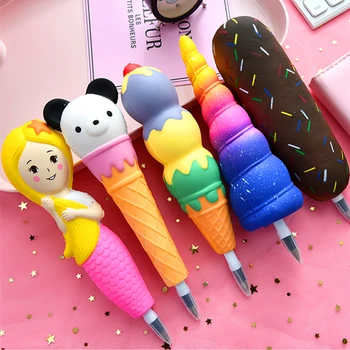 

New Squishy Antistress Toys Ice Cream Hot Dog Unicorn Slow Rising Pen Cap Soft Squeeze Pen Stress Relief Toy Children's Day Gift
