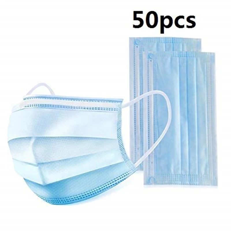 

3 Layer Disposable Medical Protective Face Mouth Mask Anti nCoV Influenza Bacterial Dust-Proof Safety Non Woven Masks 50pcs