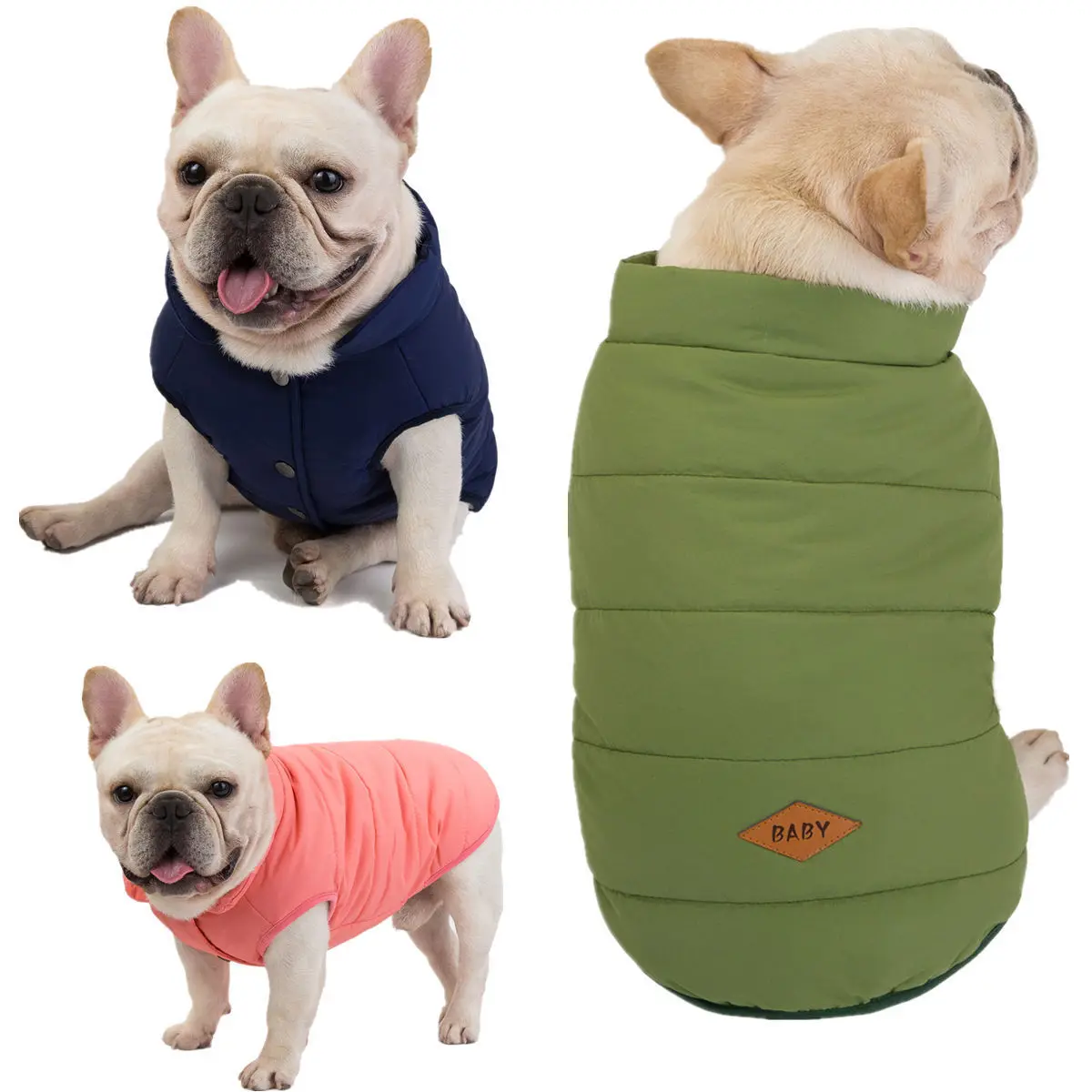 

Luxury Pet Dog Clothes Autumn Winter Bulldog Peking Pug Shar Pei Warm Thick Cotton Vest Clothing, Small Medium-sized Dog Costume