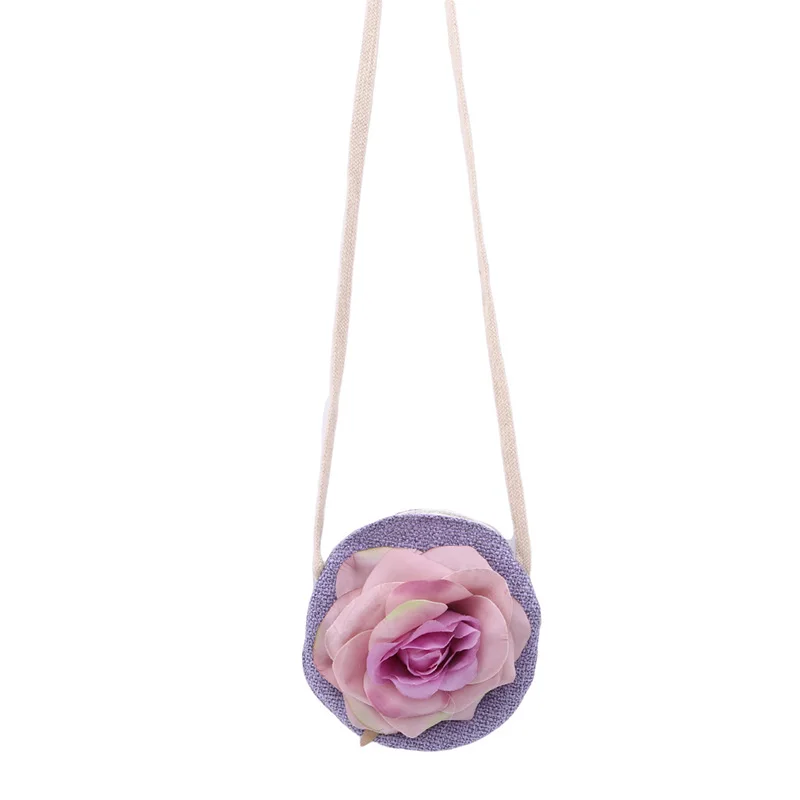 Light Purple 1 шт.,, Детская сумка-мессенджер, ручная работа, сумочка с розами, Детская сумка на плечо, сумочка для монет, декоративные подарки - Цвет: Light Purple