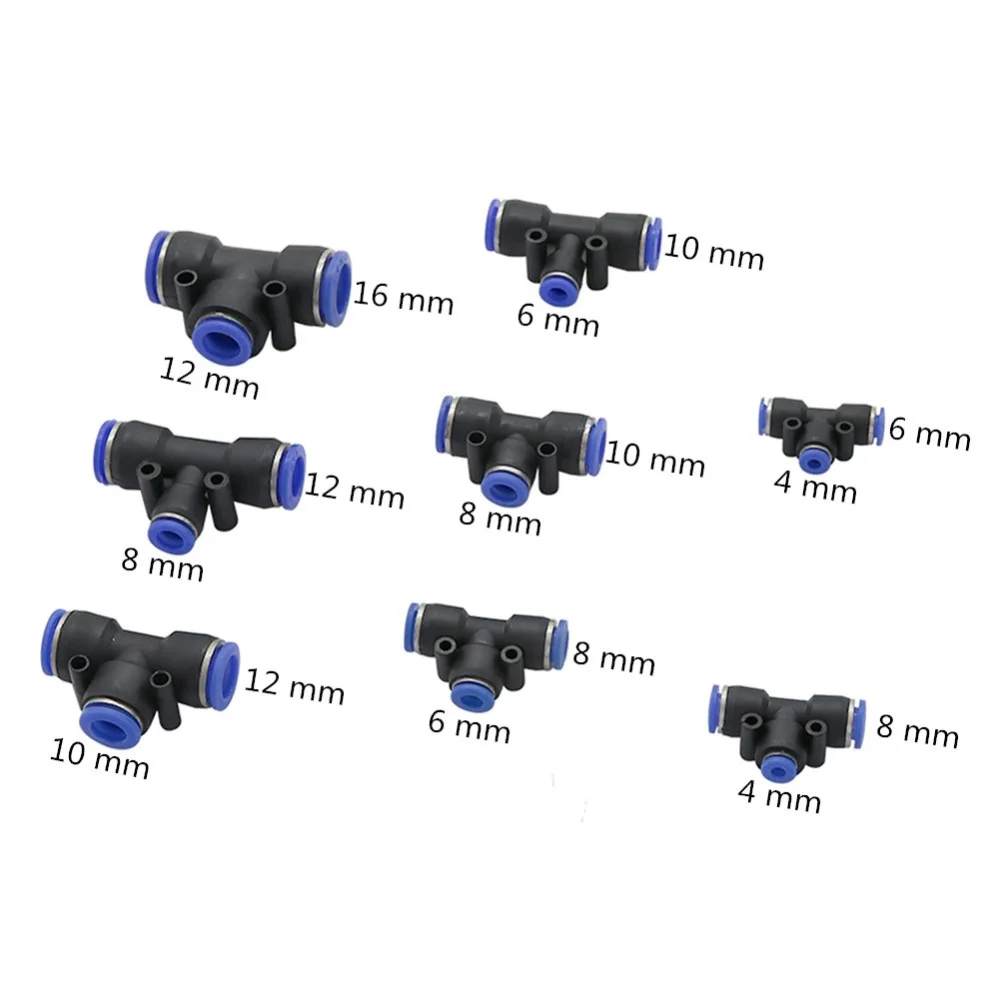 40pcs T shaped 4/6/8/10/12/16mm Port Interface 3 Way Quick Access Push-in Water pipe Connector Garden Misting Irrigation Joints
