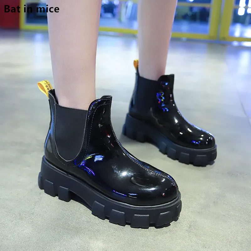 

New Women Waterproof casual Slip-On Ankle Rain Boots Elastic Band Solid Color Rainy boots Shoes Women Shoes Booties mujer T081