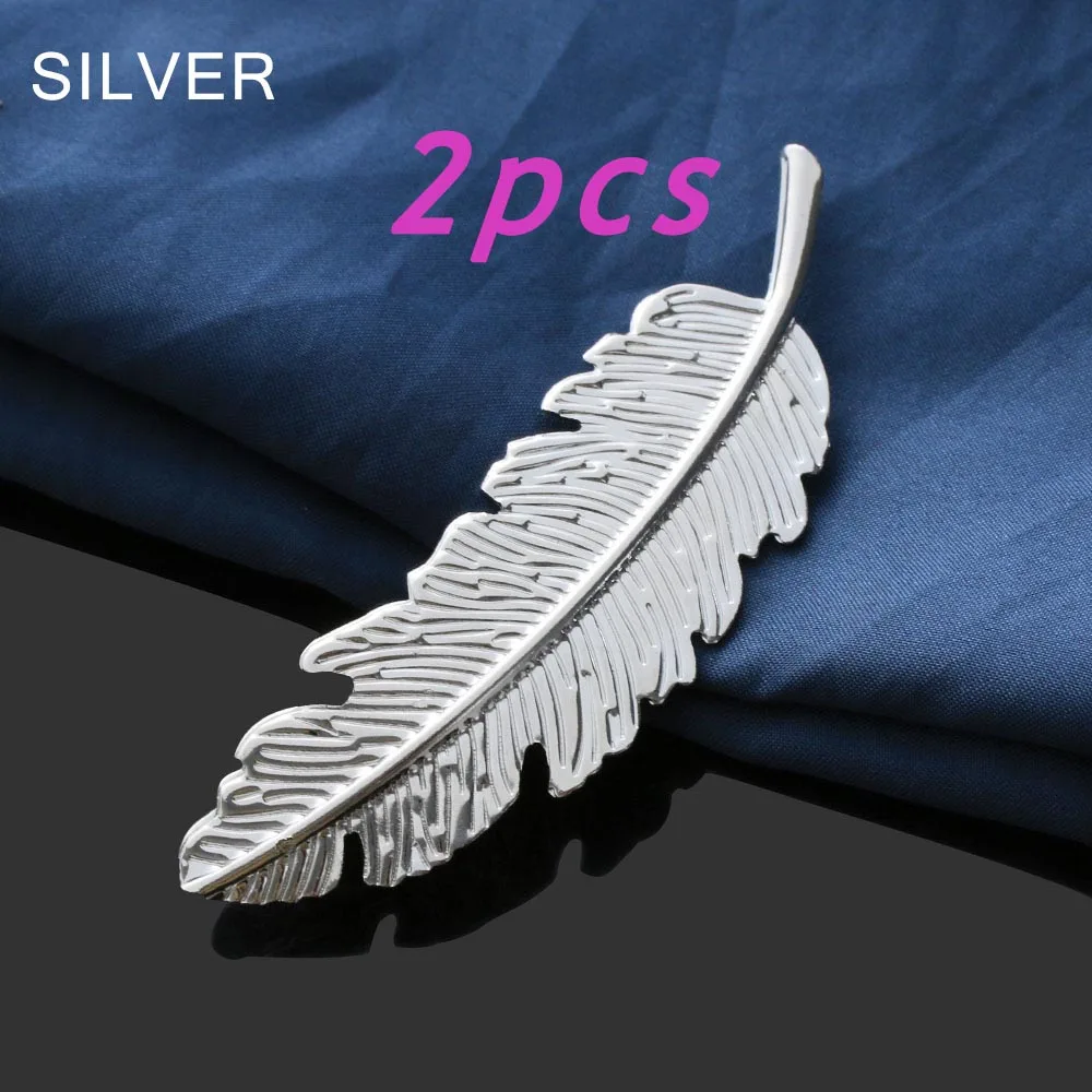 2pc silver 1 шт. модная металлическая форма листа заколки для волос заколка для волос с кристаллами и жемчугом заколка для волос Цвет Перо Когти для волос подарки инструмент для укладки волос - Цвет: 2pc silver