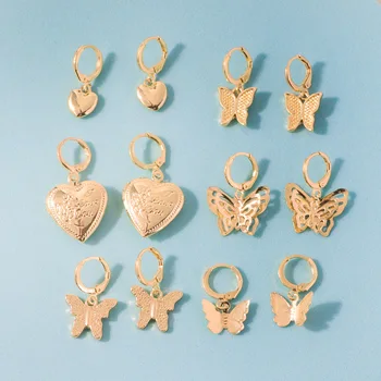 

Simple Small Circle Hoop Earrings for Women Gold Color Fashion Heart Butterfly Earrings Huggie Ear Piercing Jewelry