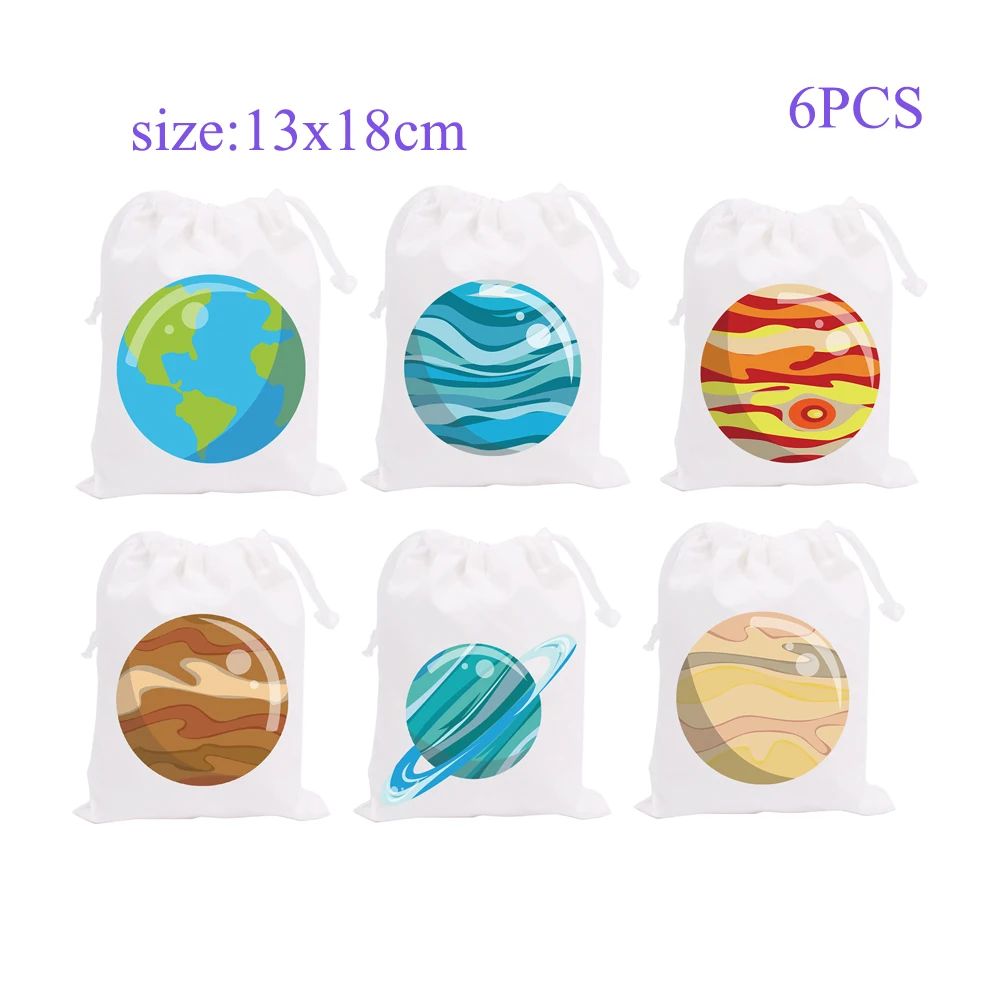 bags F 6PCS Космос астронавт вечерние принадлежности приглашения подарочная коробка баннер соломенная Подарочная сумка торт Топпер бутылка для воды День рождения украшения - Цвет: bags F 6PCS