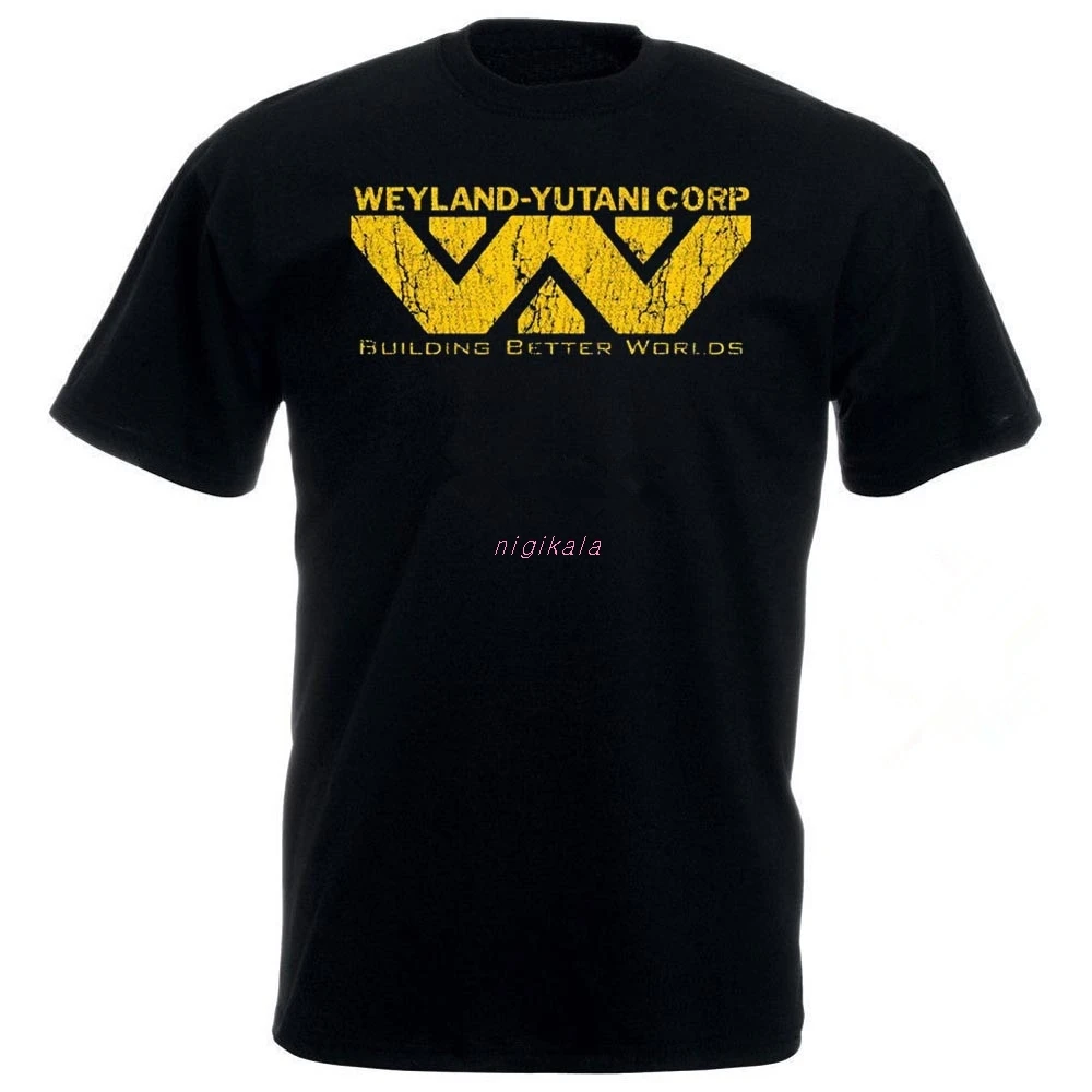 Хлопок Забавный инопланетянин Weyland Ютани корп футболка строительство лучше миры корп футболка хипстер Топы Tees4XL5XL