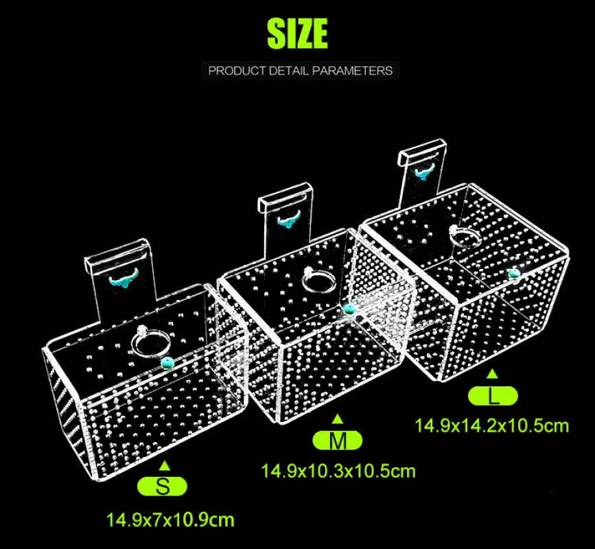Aquarium Incubator Transparent Acylic Fish Tank Isolation Box Small Fry Breeding Box Aquatic Pet Supplies (hole Dia. 1mm/3mm) fish breeding box